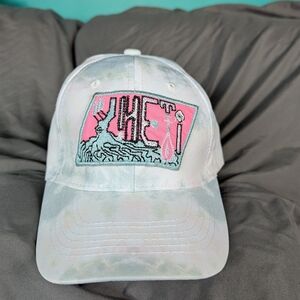 Tie-Dye Cap with Pink and Blue Design